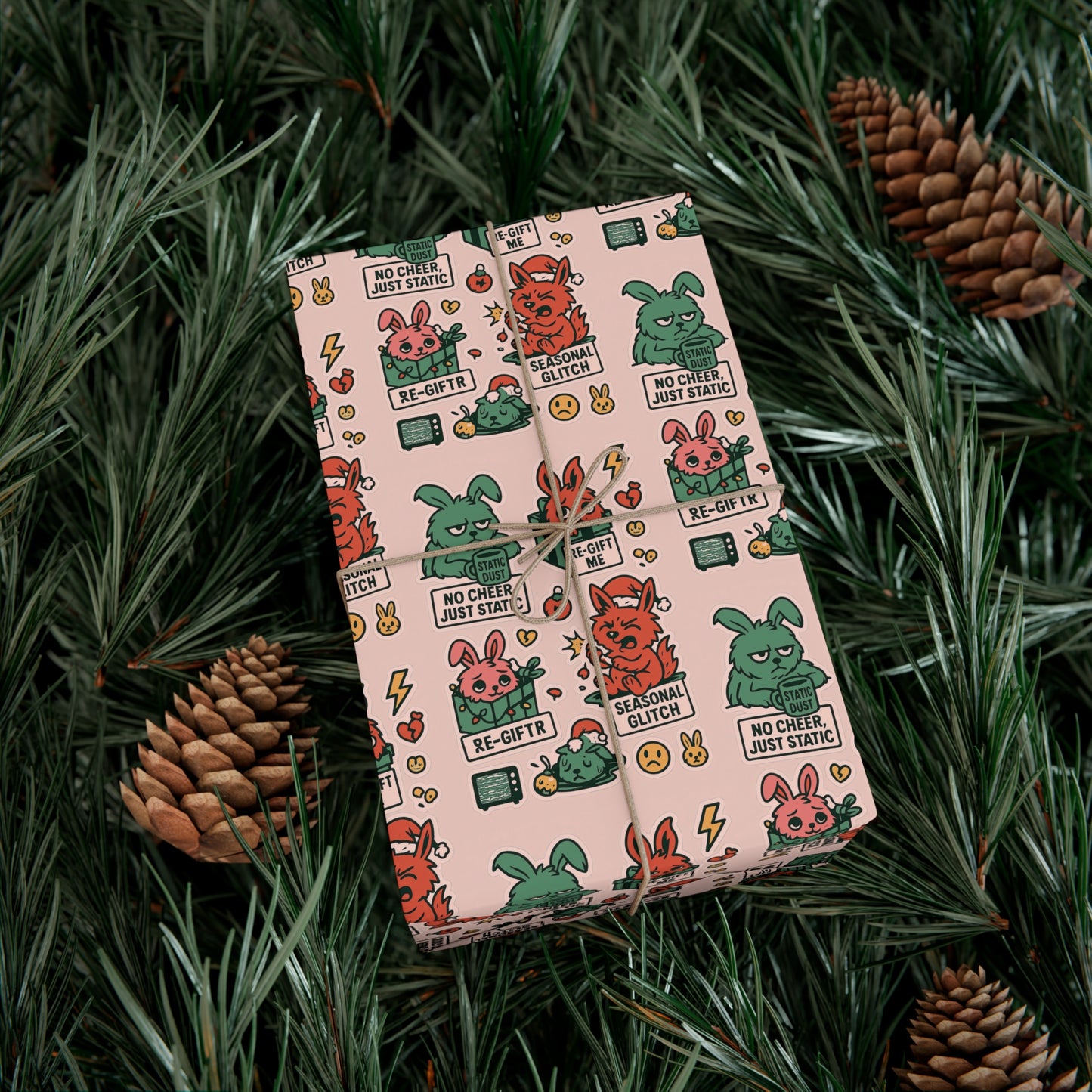 Static Dust Bunny Gift Wrap – “No Static, Just Cheer” Gift Wrap Papers for All Occasions | Unique Wrapping Paper | Holiday, Birthday, Baby Shower, Eco-Friendly, Recyclable