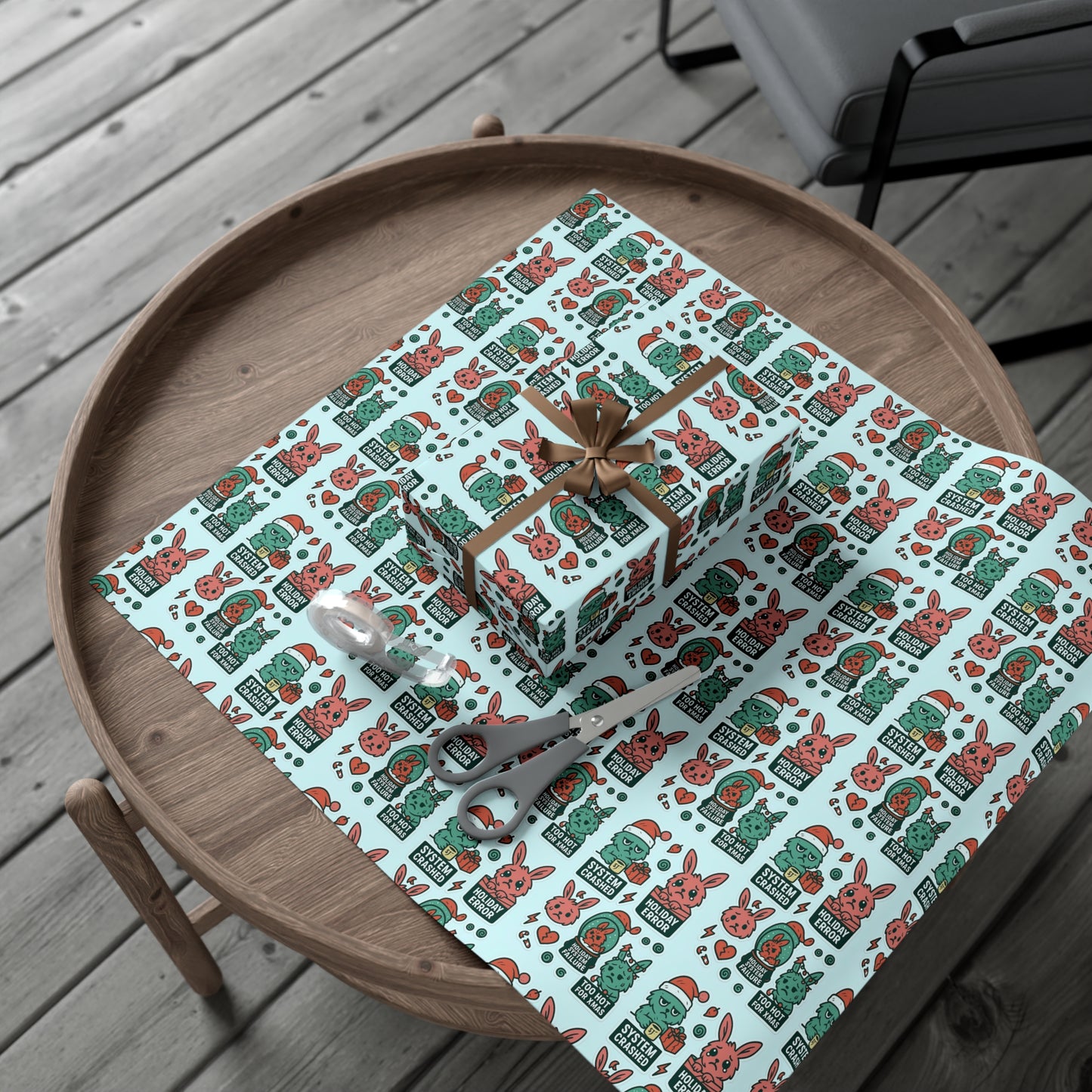 Static Dust Bunny Gift Wrap – “Holiday Error”