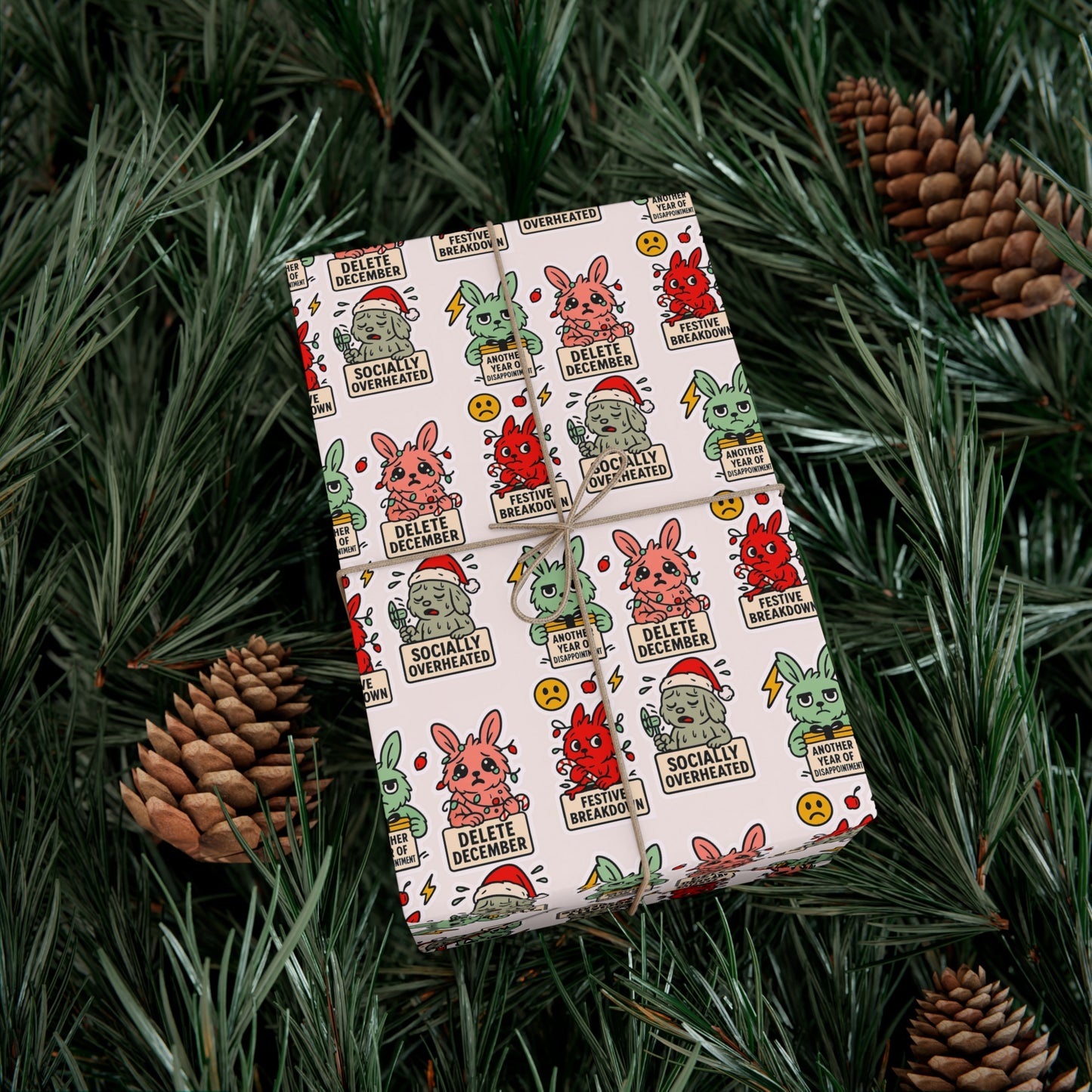 Static Dust Bunny Festive Gift Wrap Papers for All Occasions, Wrapping Paper for Birthdays, Holidays, Parties, Eco-Friendly, Fun Design