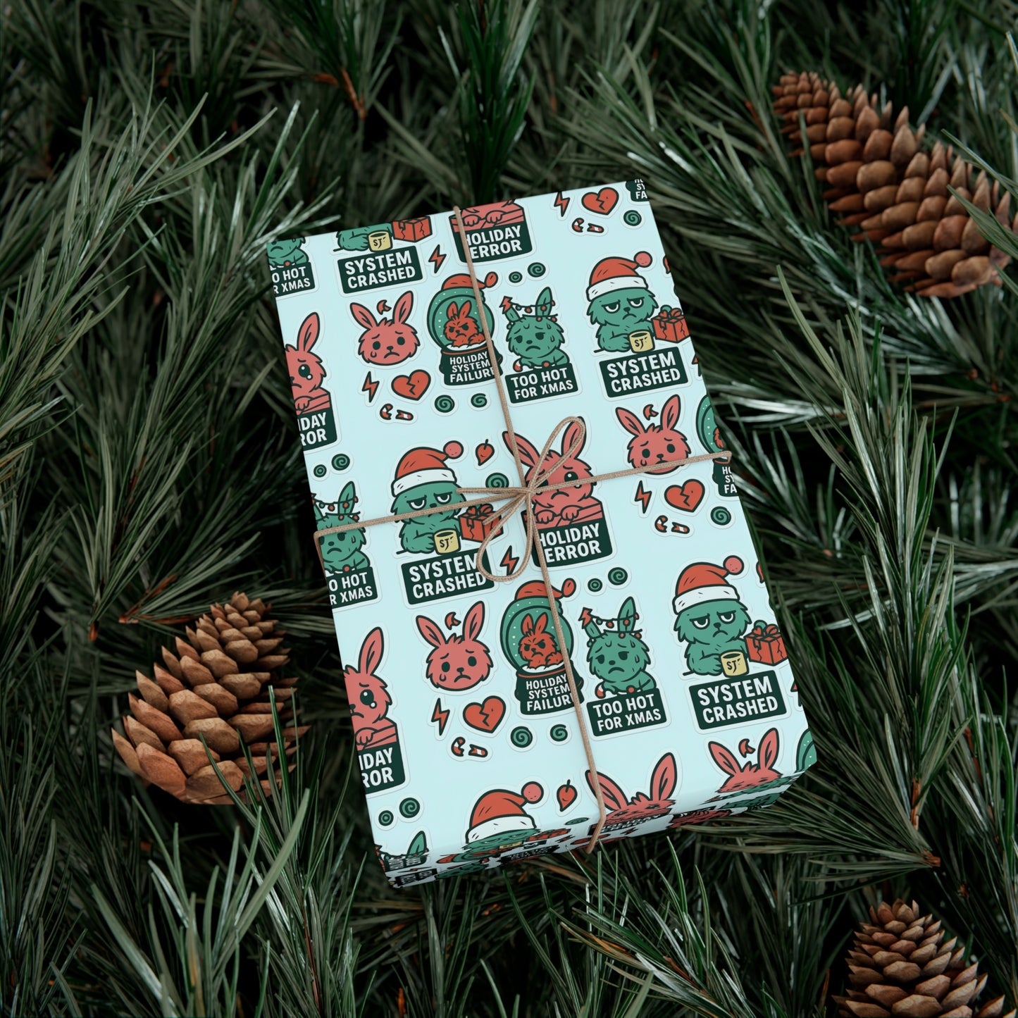Static Dust Bunny Gift Wrap – “Holiday Error”