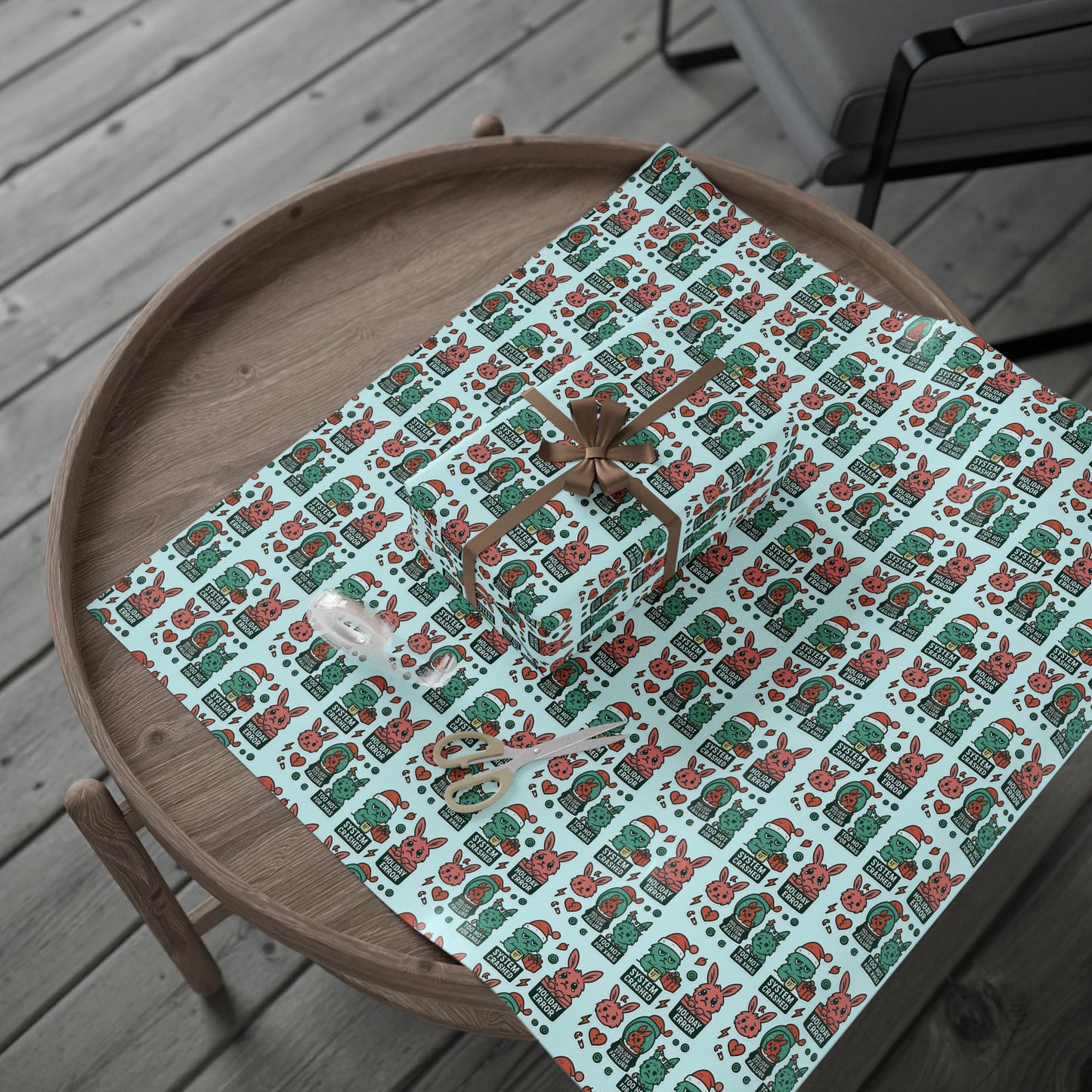 Static Dust Bunny Gift Wrap – “Holiday Error”
