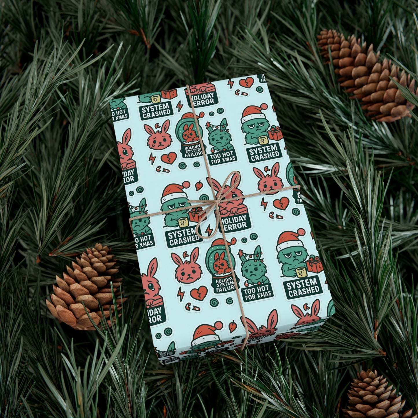 Static Dust Bunny Gift Wrap – “Holiday Error”