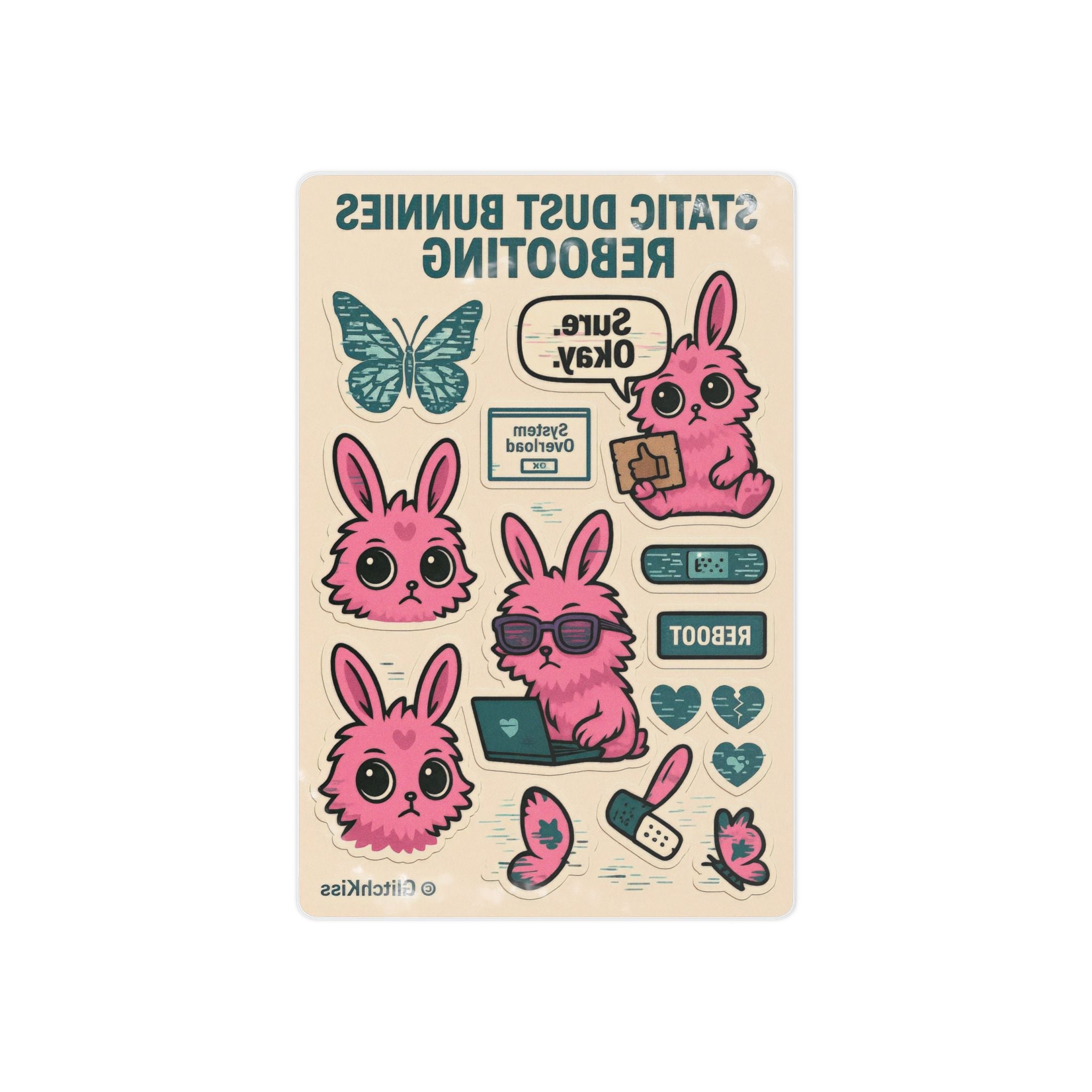 Cute Pink Bunny Temporary Tattoo Sheet — Glitchkiss Rebooting