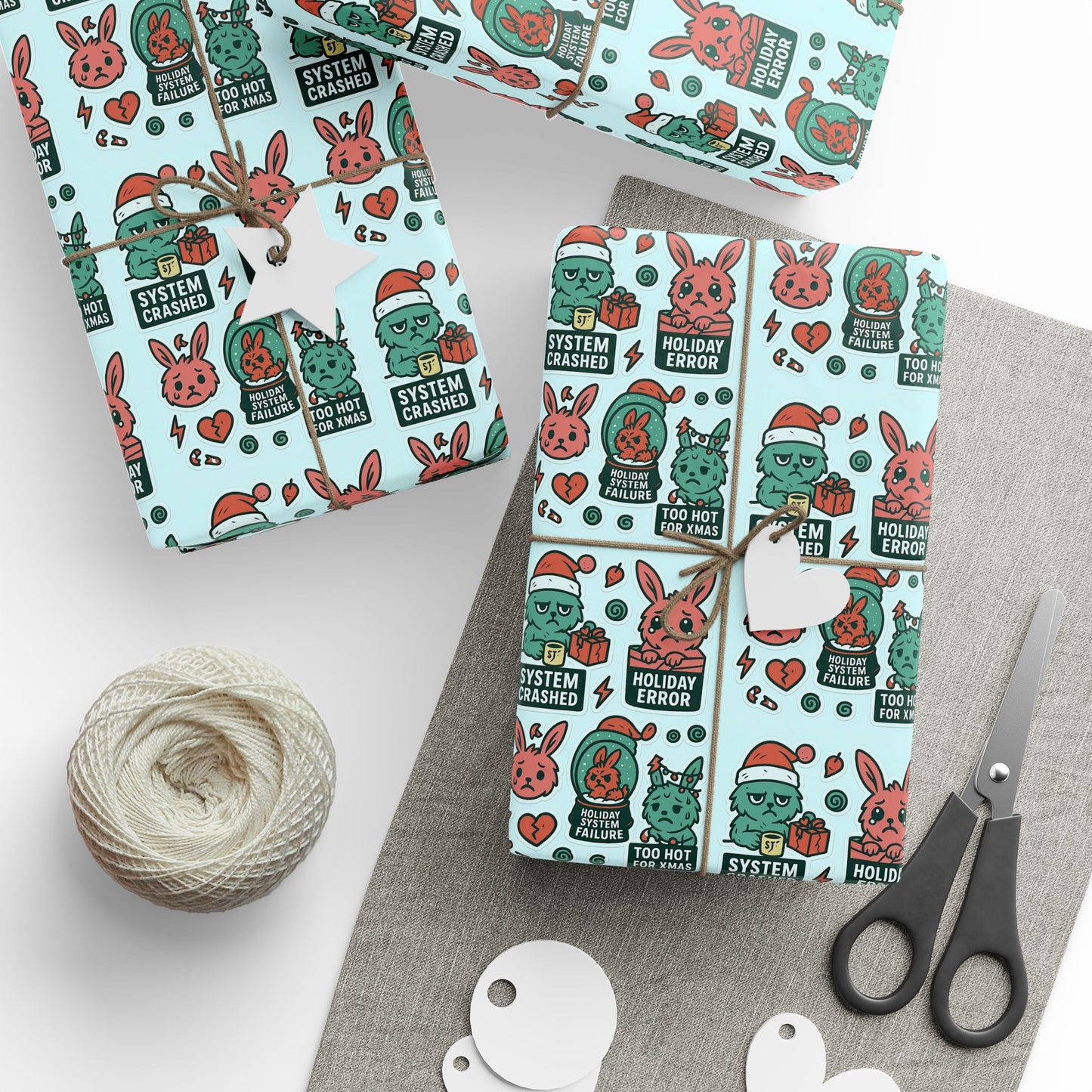 Static Dust Bunny Gift Wrap – “Holiday Error”