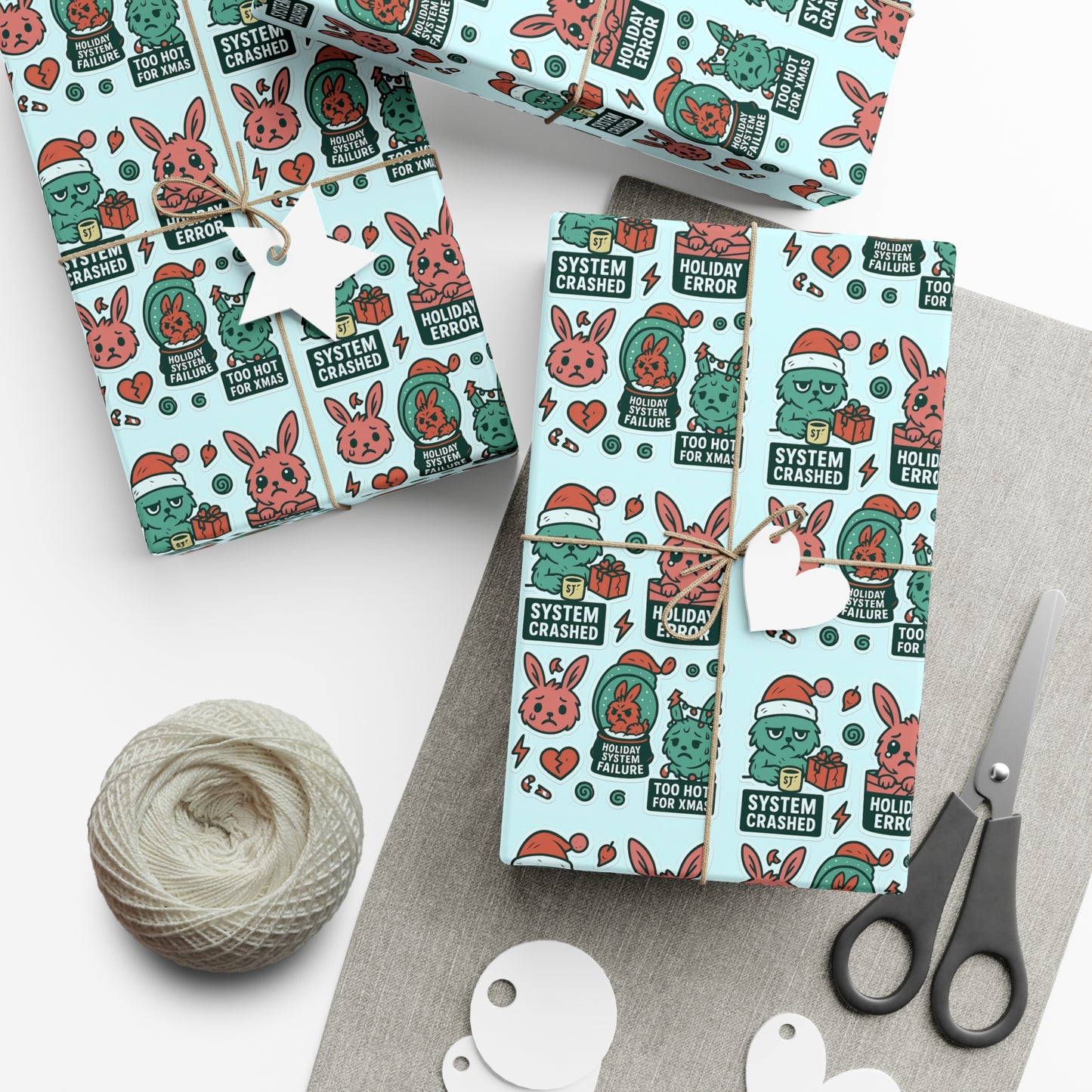 Static Dust Bunny Gift Wrap – “Holiday Error”
