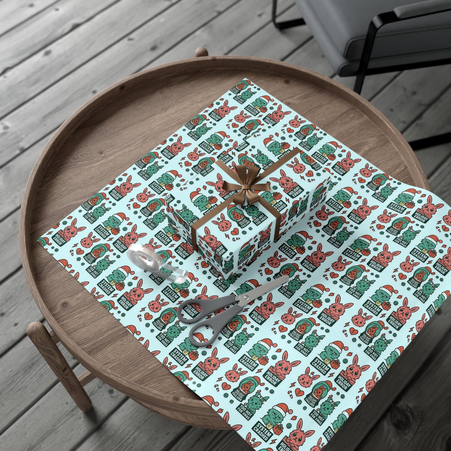 Static Dust Bunny Gift Wrap – “Holiday Error”
